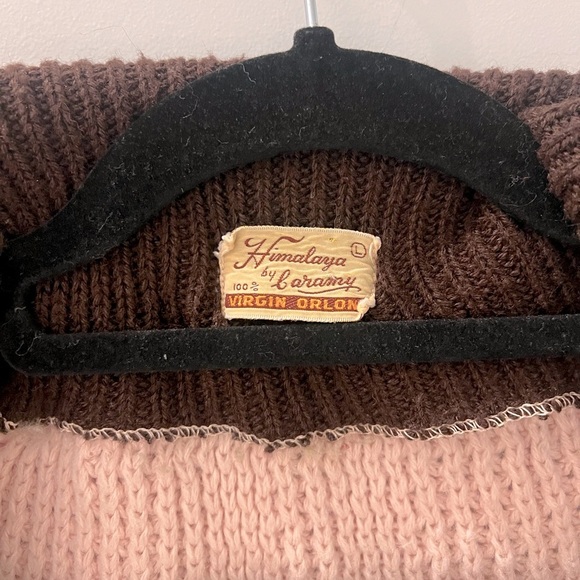 Vintage 60s Virgin Orlon Knit Sweater w/ Shawl Collar - Picture 3 of 5